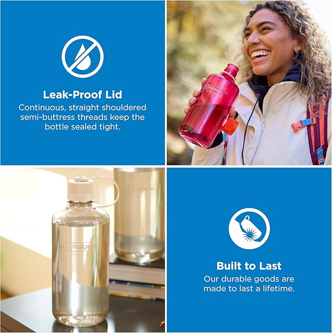 Nalgene 32 oz Narrow Mouth Water Bottle | BPA-Free, Durable & Leak Proof, Lightweight Bottle for Gym, Office & Travel, Cotton