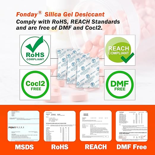 2Gram 500Packets Fonday Food Grade Silica Gel Packs Desiccants Moisture Absorbers Desiccants Packets Dehumidifier Packs