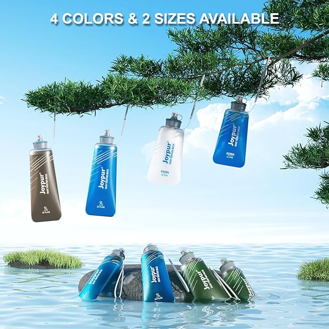 Collapsible Squeeze Water Filter Bottle - 1000ml with Filter with NSF/FDA Certification Befree or Peak Series replacement for Hiking,Running,Camping,Travel,Cycling,Fishing,BPA-Free(Green)