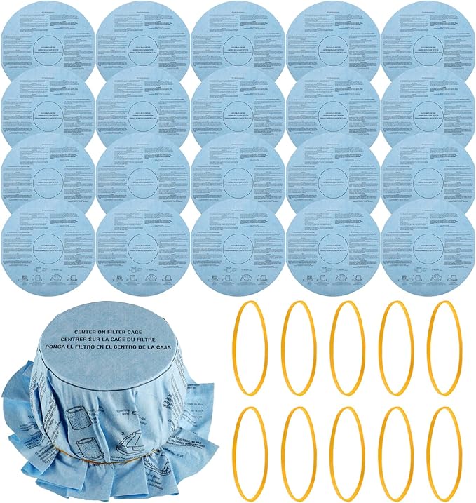 Reusable Wet Dry Vac Filter VF2002 Dry Disc Vacuum Filters for Most 5 Gallon and Larger Shop Vac Branded Wet/Dry Vacuum Cleaners(pack of 20pcs Disc Filters 10pcs Retaining Bands) - AquaVibe
