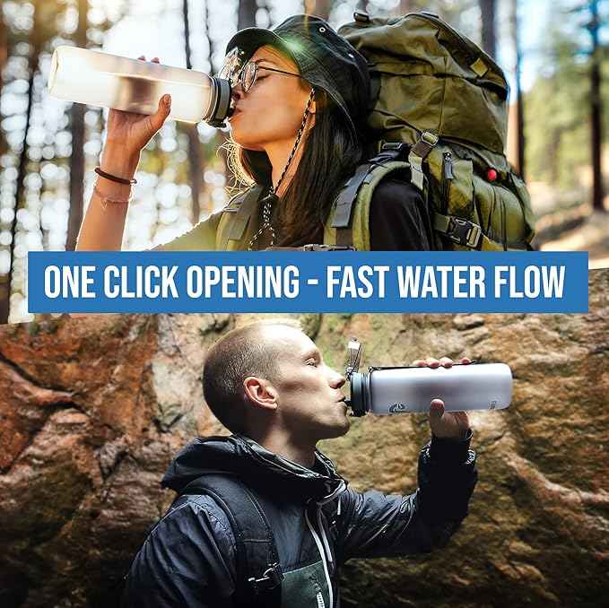 Embrava Sports Water Bottle 32oz - Fast Flow Flip Top Lid - BPA & BPS Free Leakproof Reusable - Lightweight Non-Toxic Tritan Plastic 1 Liter - Gym Hiking Office School Travel