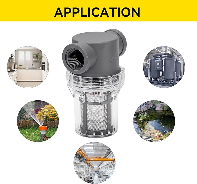 3/4'' Female NPT in-Line Strainer - Garden Hose Filter for High Pressure Washer, Sediment Filter with 30 Mesh Stainless Steel Screen (3/4'' 30 Mesh)