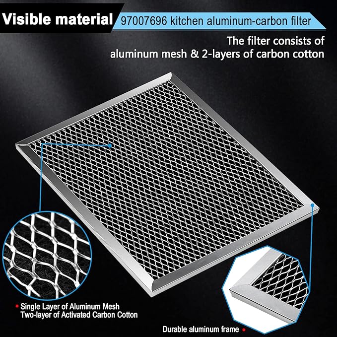 97007696 Charcoal Filter Replacement for Range Hood 41F Grease Filter 6105c 8-3/4" x 10-1/2" Aluminum Mesh Charcoal Carbon Filter Compatible with Most Brand Stove Vents -4 PACKS by Fetechmate