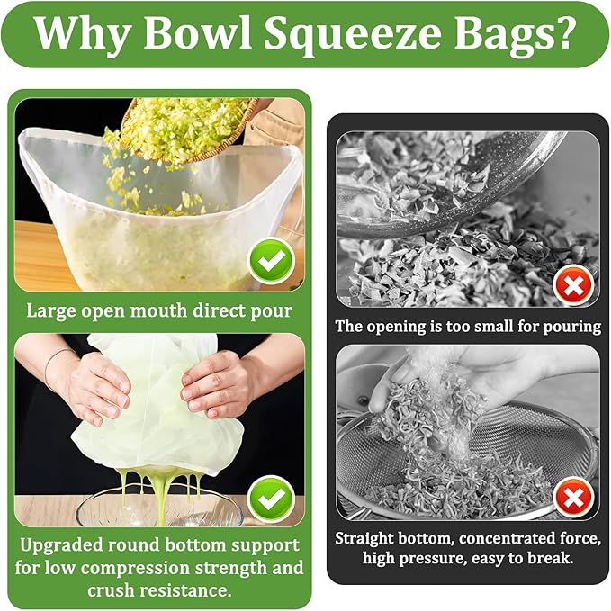 6PCS Cheese Cloth Bag for Straining, Bowl-shaped Nylon Nut Milk Bag - Reusable Straining Bags for Soy Milk, Dumpling Fillings, Vegetable Dehydration (14.56 × 9.05 inches)
