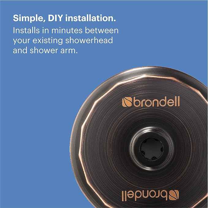 Brondell Shower Filter VivaSpring, Compact Rubbed Bronze – High Output, 100% High-Purity KDF Filtration, With FF-30 Filter Cartridge, Filtered Shower Water for Healthier Skin & Hair