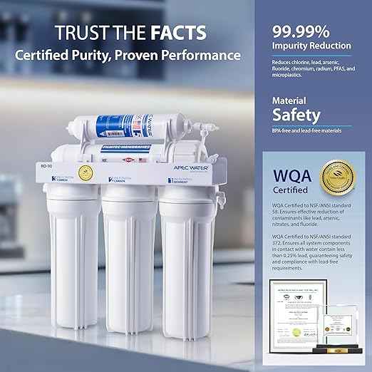 APEC Water Systems RO-90 Ultimate Series Top Tier Supreme Certified High Output 90 GPD Ultra Safe Reverse Osmosis Drinking Water Filter System, Chrome Faucet