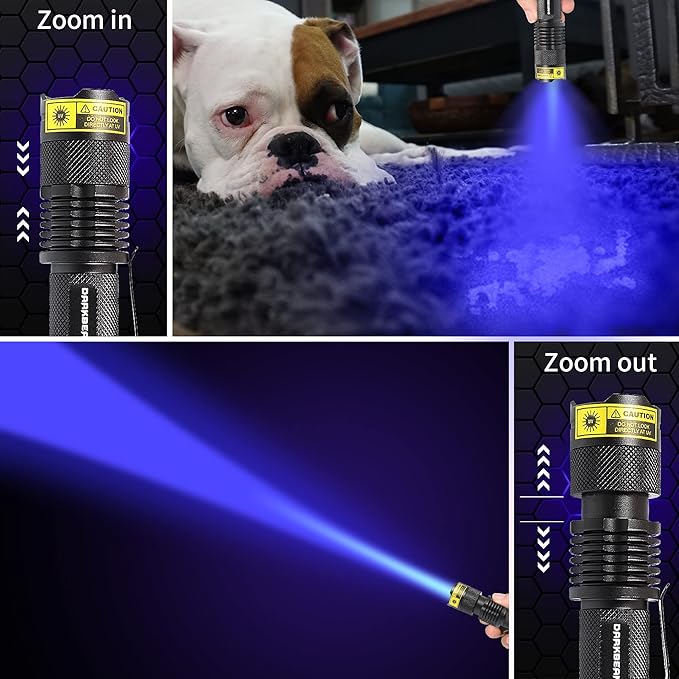 DARKBEAM UV 365nm and 395nm Flashlight Light Wood's Lamp Blacklight Ultraviolet LED Portable Mini Handheld Torch Detector for Dog Urine Pet Stains Anti-counterfeiting Identification Resin Curing