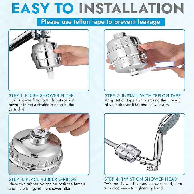 EVERGLOW High-Output Shower Filter, Reduces Chlorine, Dry Skin, Dandruff, Eczema, Heavy Metals and Vitamin C Infused for Dandruff and Softens Hard Water, 4.7”, Chrome