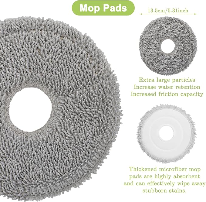 15 PCS Accessories Replacement Parts Compatible with Dreame X40 Ultra/ L40 Ultra X40 Master MOVA P10/P50 Pro Ultra Robot Vacuum Cleaner, 1 Main Brush, 4 Side Brushes, 2 Filters, 2 Dust Bags 6 Mop Pads - AquaVibe