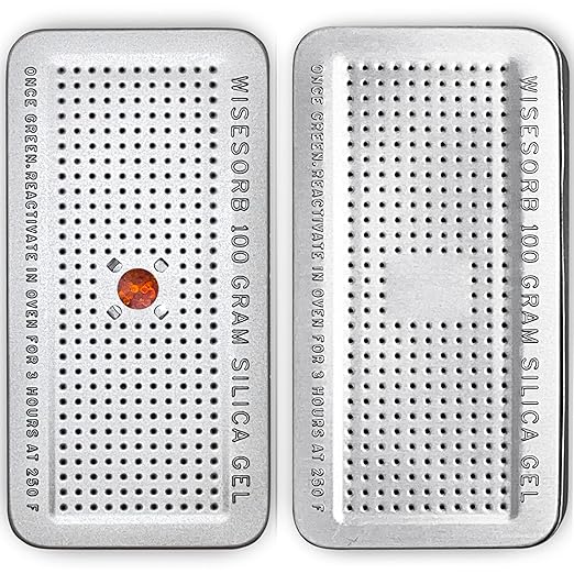 100 Gram 5 Pack Indicating Silica Gel Canister, Gun Safe Dehumidifier (Orange to Green), Reusable Desiccant Canister Dehumidifier