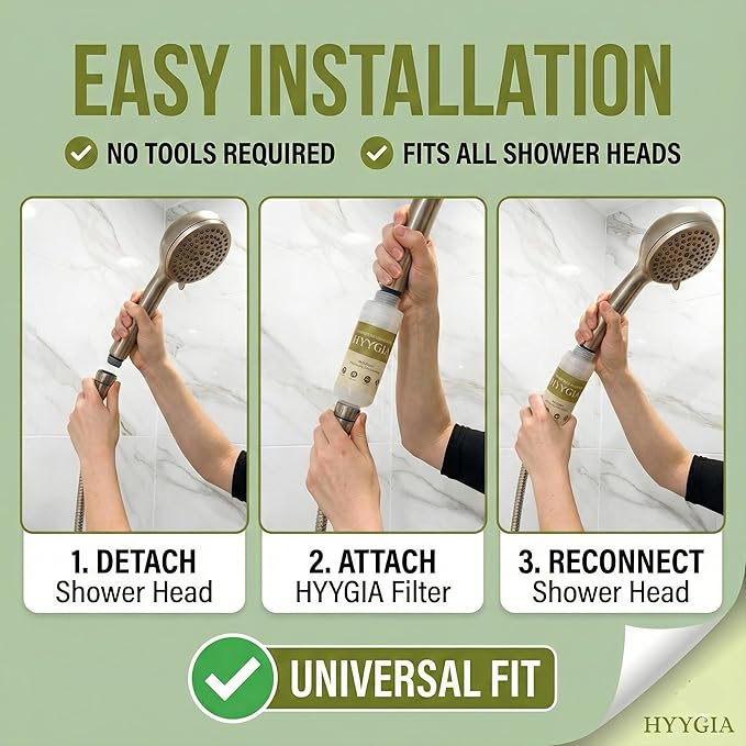 Premium Vitamin C Shower Filter for Hair and Skin - High Output Chlorine Remover & Water Filtration - Reduces Dry Itchy Skin & Frizzy Brittle Hair - Universal Fit (Unscented Bliss)