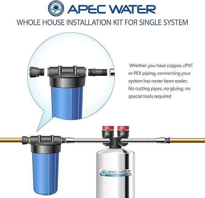 APEC Water Systems Whole House System Single Tank Installation Kit for Water Filter or Water Softener System (WH-SINGLEKIT)