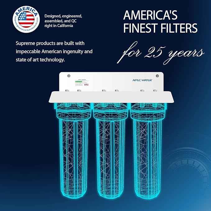 APEC 3-Stage Whole House Water Filter System with Iron, Sediment and Chlorine Filters (CB3-SED-IRON-CAB20-BB)
