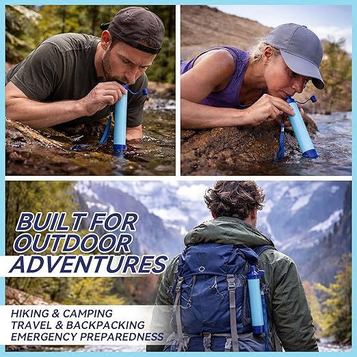 Hoteam 6 Pack Personal Water Filter Straws for Hiking & Camping Portable Emergency Water Purifier for Outdoor Backpacking Travel Disaster Preparedness Removes 99.99% of Dust