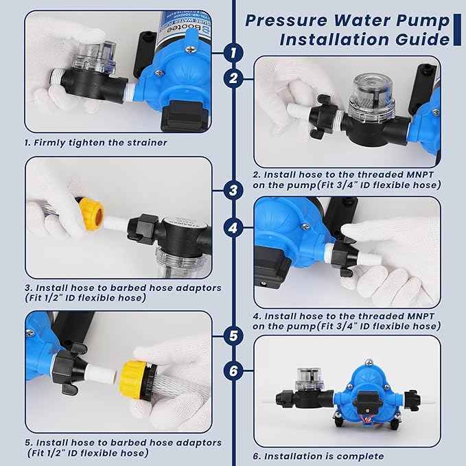 Bootee 12V RV Water Pump, 4.0 GPM 45PSI Automatic Pressure Switch, Self-Priming Fresh Water Pump for RV Marine Camping, 12 Volt DC Water Transfer Pump with Thermal Protection