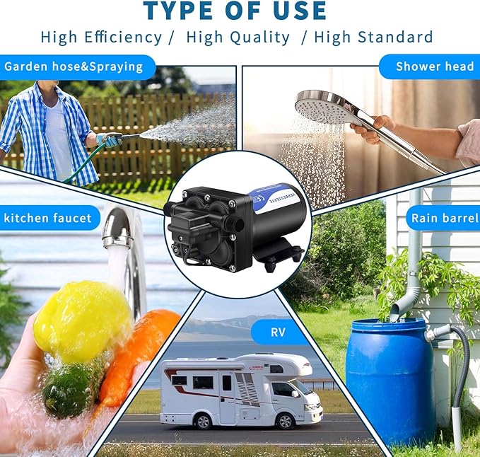 RV Fresh Water Pump 110V Water High Pressure Increase Booster Pump for Home Irrigation 5.5GPM 75PSI Marine Boat Washdown Pump Diaphragm on Demand Water Pump for Yard Garden Camp Yacht