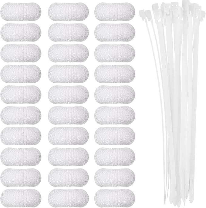 Sumind 30 Pack Nylon Lint Trap Washing Machine Lint Fabric Mesh Snare Washer Lint Catcher with 30 Pack Cable Ties