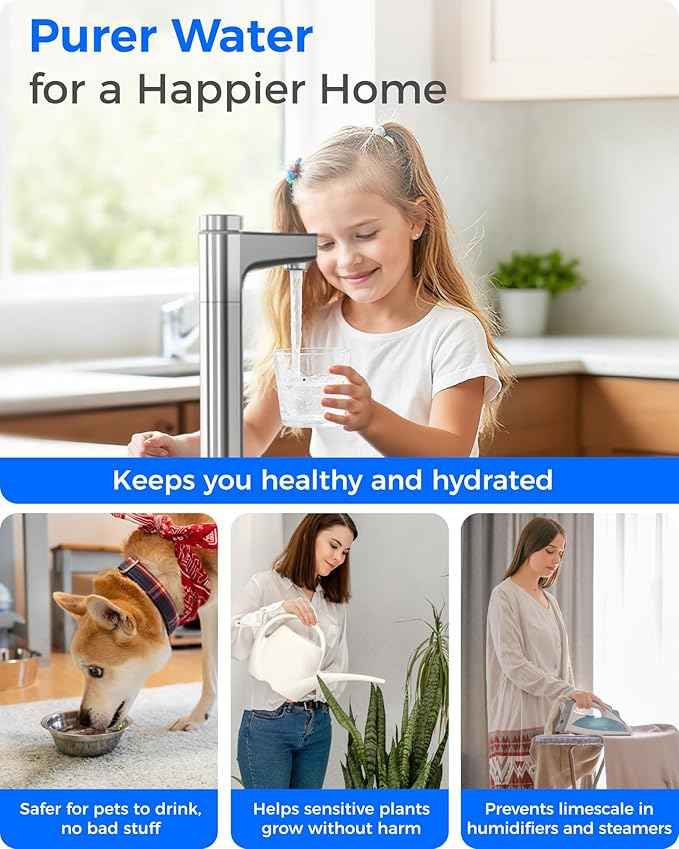 Waterdrop X12-Basic Tankless RO Water Filter, NSF/ANSI 42 & 58 & 372 Certified, 1200 GPD Undersink Reverse Osmosis System, 10-Stage Filtration RO Water Filtration System, 3:1 Pure to Drain, BPA Free
