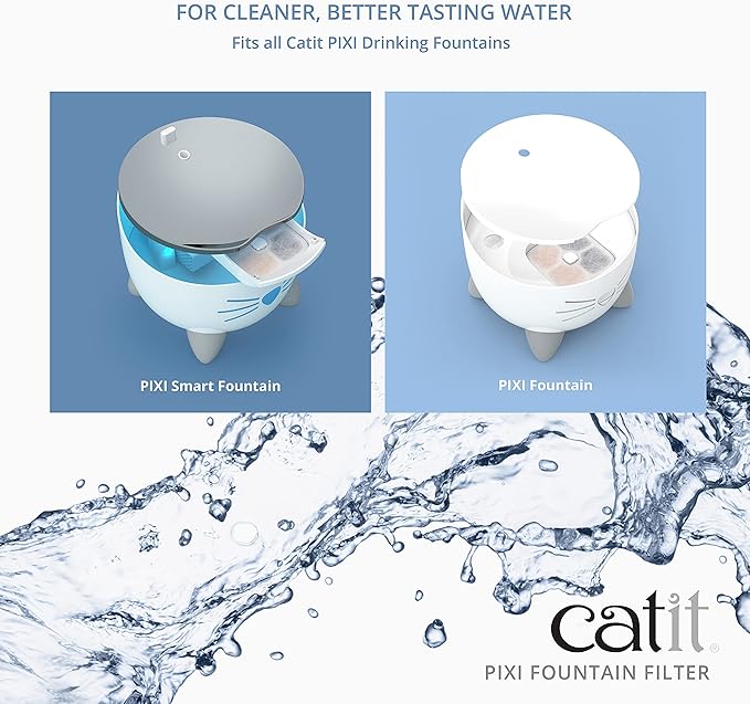 Catit PIXI Cat Drinking Fountain Original Filter, Official Replacement Triple Action Water Filter, 3-Pack, White