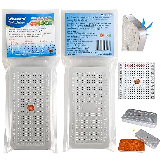 100 Gram 30 Pack Indicating Silica Gel Canister, Gun Safe Dehumidifier (Orange to Green), Reusable Desiccant Canister Dehumidifier