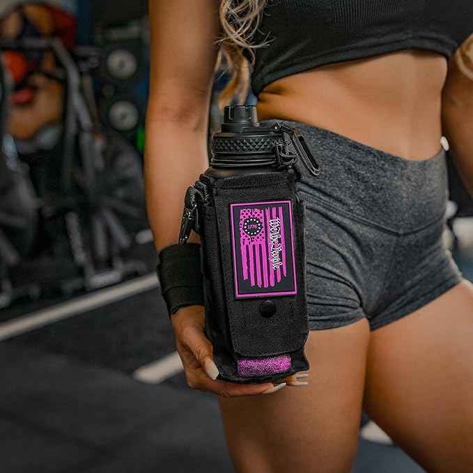 Iron Infidel Battle Bottle - 32 Oz Insulated Water Bottle with Straw Lid & Chug Cap, Stainless Steel Metal Flask Includes Rugged, Removable Sleeve for Keys, Wallet, & Phone (Valkyrie 1 Liter)