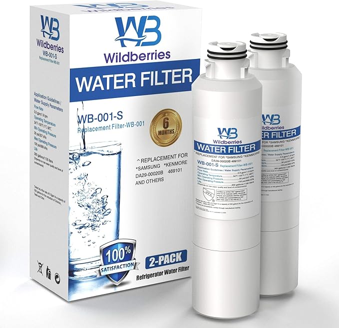 Wildberries RS25J500DSR/AA Replacement for Samsung Refrigerator Water Filter Compatible with Samsung RS25J500DSR/AA, HAF-CIN, HAF-CIN/EXP, DA29-00020A, DA97-08006A, Kenmore 46-9101, Pack of 2
