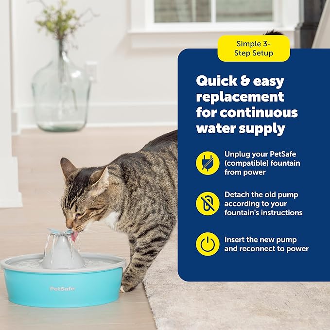 PetSafe Drinkwell Replacement Pump - Reliable OEM Replacement - Drinkwell Pump Accessory - Includes Power Adaptor - Silent Operation for a Calm Pet Environment - Easy to Clean