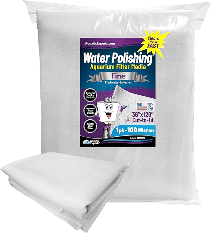 Aquatic Experts Aquarium Polishing Filter Pad, Aquarium Filter Pad, Aquarium Filter Floss for Fish Tank Filters, Water Polishing Pad for Aquarium Filters (36" x 120" Bulk, 100 Micron) - AquaVibe