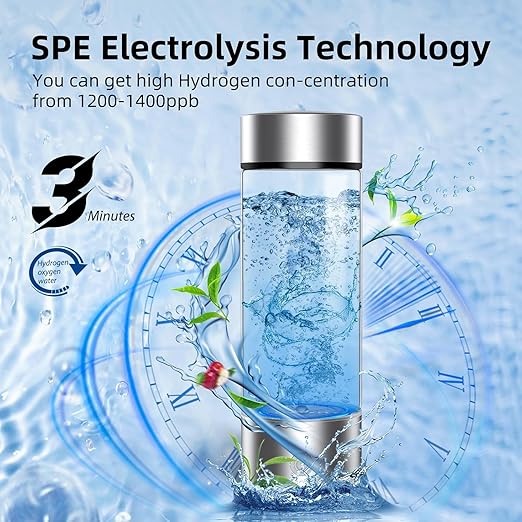 Hydrogen Water Bottle, Portable Hydrogen Water Bottle Generator, Rechargeable Hydrogen Water Generator, Suitable for Home, Travel and Office