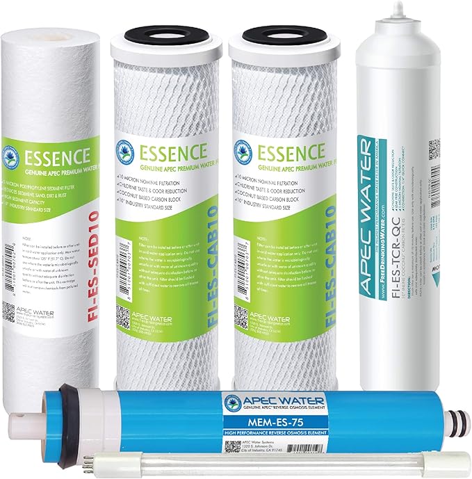 APEC Water Systems Filter-MAX-ESUV-SSV2 75 GPD High Capacity Complete Replacement Set for ROES-UV75-SS Reverse Osmosis Water Filter System Stage 1-6