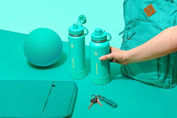 ThermoFlask 32 oz Double Wall Vacuum Insulated Stainless Steel Water Bottle with Spout Lid, Screamin' Green