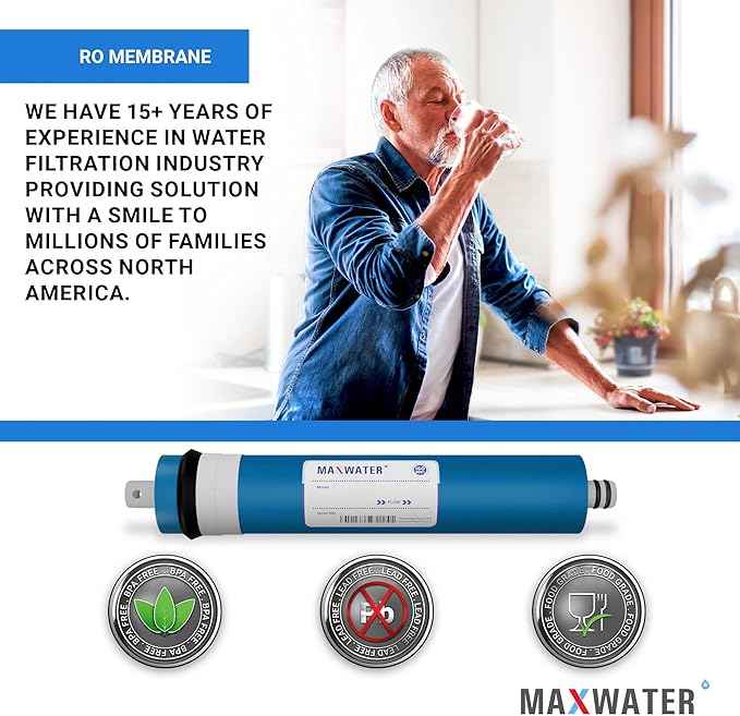 50 GPD Reverse Osmosis RO Membrane Under Sink Drinking Water Filter Purifier System, Universal Fit Replacement Cartridge for FLTMEME50, MC7, WP560018, TW30-1812-50-5 Packs