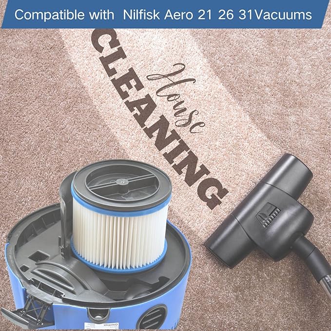 1-Pack Replacement HEPA Filters Compatible with Nilfisk ALTO Aero 21, 26, 31 Wet Dry Vacuum Cleaners - AquaVibe