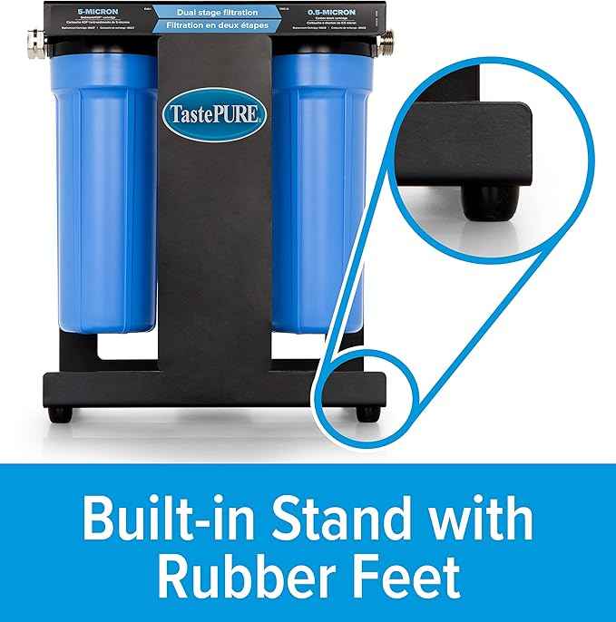 Camco EVO X2 Dual Stage Camper/RV Water Filter Kit - 2 Stage Filtration w/KDF & GAC - Filters Out Bad Taste, Odors, Lead, Bacteria & More - Replaceable Filters - (40639)