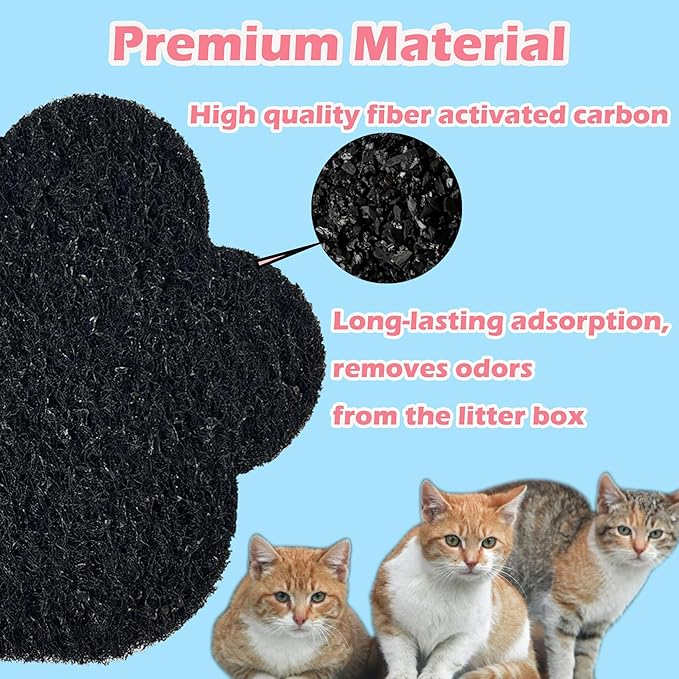Box Stick-on Carbon Filters Compatible with Most Cat Litter Box, Activated Charcoal Filters Replacement to Absorb Odors and Litter Box Deodorizer for Keep Home Fresh (12 Pack)