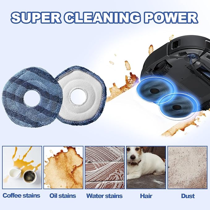8 Pack Reusable Replacement mop Cloths Compatible with Eufy X10 Pro and eufy X9 Pro Omni Robot Vacuum Cleaner for Efficient Floor Cleaning - AquaVibe