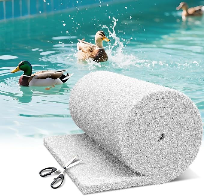 Classic Koi Pond Filter Pad, 18” x 36" Thick Aquarium Filter Floss Roll Reusable Cut to Fit Aquarium Media Pad for Outdoor Koi Ponds, Aquariums, Fish-Safe Polyester Material
