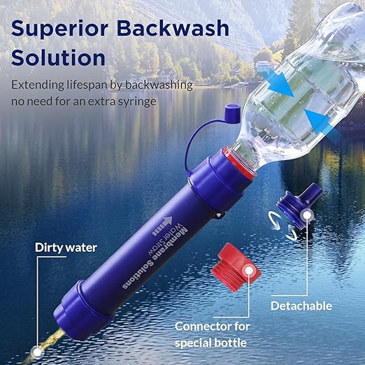 Membrane Solutions Gravity Water Filter Max 12L with Detachable Shower, NSF/ANSI 42&372&401 Certified, 0.1μm Water Purifier Camping with Adjustable Tree Strap Storage, Survival Gear for Emergency Kits