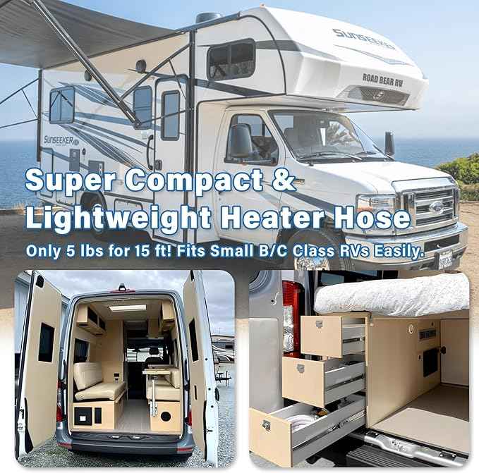 Cupohus Heated Water Hose for RV 15FT- Adjustable Temperature Control & Real-Time Monitor, Freeze Protection Down to -45℉ for Winter Camping, RV Travel, Outdoor Enthusiasts, 110-120V