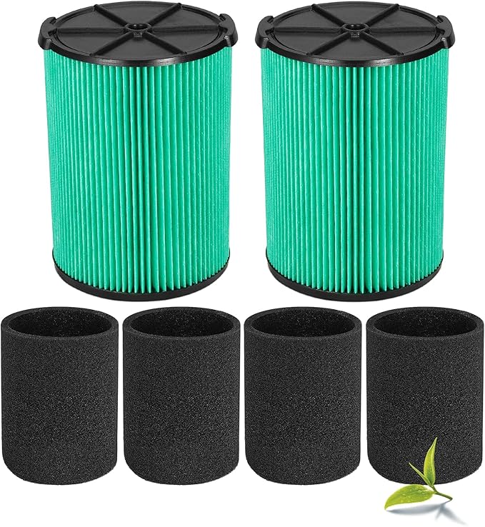 Universal Filters Replaces CMXZVBE38777 /CMXZVBE38753 Craftsman Hepa Graded Filter, Replaces # 9-38753, Fits 5-20 Gallon Shop Vacuums1988+, with Foam Sleeve -2 Pack - AquaVibe