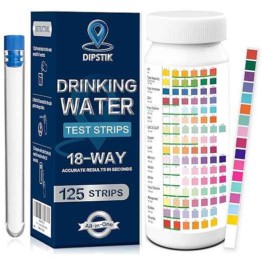 All-New 18 in1 Drinking Water Test Kit-125 Water Quality Test Strips for Well Tap Test Kit,Water Testing Strips for Home Drinking Water Testing,Hardness,Chlorine, Lead,Iron, Copper,Fluoride