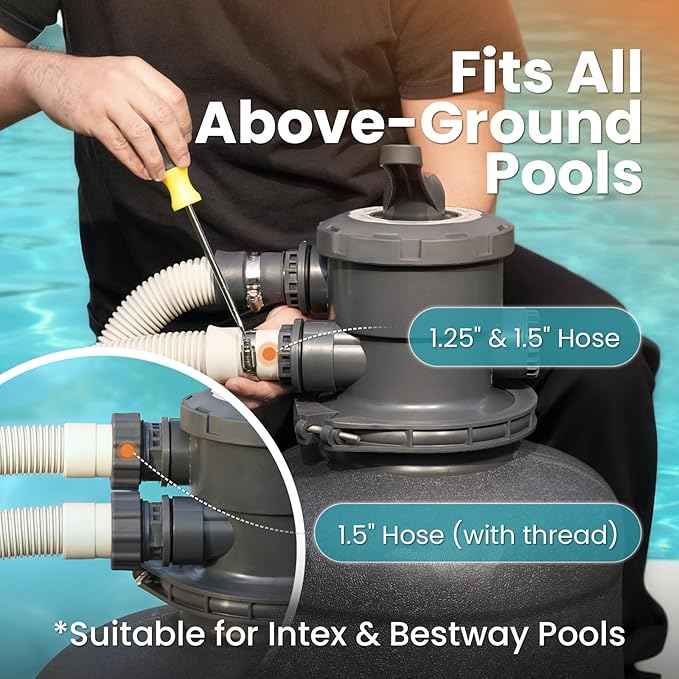 Sand Filter Pump for Above Ground Pool, Pool Pumps Above Ground with Timer, Pool Sand Filter with 6-Way Valve, Efficient Filtration, 19in, Up to 29,000 Gallons