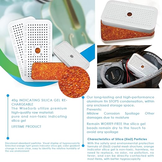 100 Gram 20 Pack Indicating Silica Gel Canister, Gun Safe Dehumidifier (Orange to Green), Reusable Desiccant Canister Dehumidifier