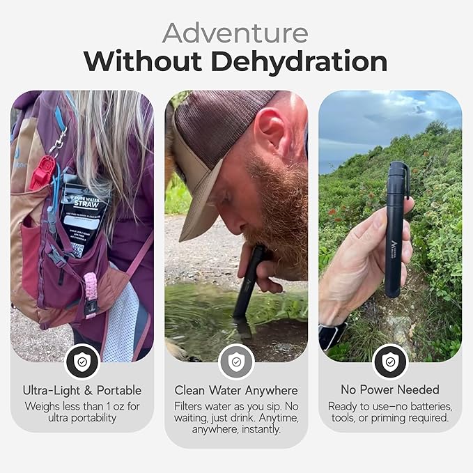 Sierra Madre Pure Water Straw – 264 Gallon Water Filter Purification for Backpacking, Camping, Hiking, Travel - Perfect for Preparedness Survival Gear & Supplies - Portable & Lightweight (Pack 5)