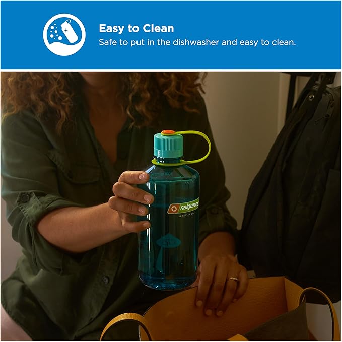 Nalgene 32 oz Narrow Mouth Water Bottle | BPA-Free, Durable & Leak Proof, Lightweight Bottle for Gym, Office & Travel, Cerulean Sustain