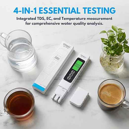 TDS Meter Digital Water Tester 4 in 1 TDS EC & Temperature(°C,°F) Meter, 0-9999 ppm Meter, Portable Large Display Water Testing Kits for Drinking Water Hydroponics Aquarium, RO/DI System