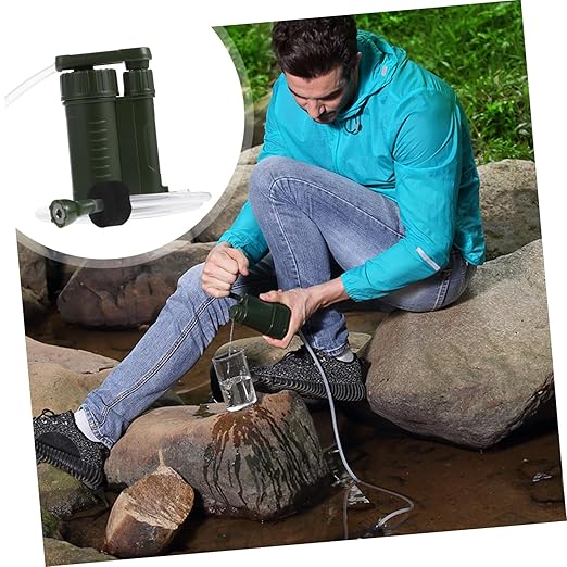 Abaodam 1pc Portable Emergency Water Pump Compact Water Purifier for Camping Hiking and Outdoor Activities Removes Sediment Design