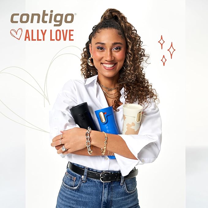 Contigo x Ally Love Stainless Steel Vacuum-Insulated Travel Mug with Autoseal and Easy Clean Lid,Spill-proof,Keeps Drinks cold 24 hrs & hot for 11 hrs,BPA Free,16oz.,West Loop 3.0,Licorice,(Pack of 4)