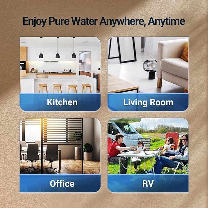 PUREPLUS Countertop Reverse Osmosis Water Filtration System, 5 Stage Countertop Water Filtration, Portable Instant Hot Water Dispenser, No Installation Required, Blue