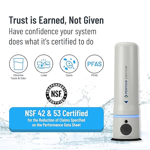 Pentair FreshPoint Easy Flow Under Sink Water Filtration System, PFAS Water Filter, NSF Certified to Reduce Lead & PFOA/PFOS